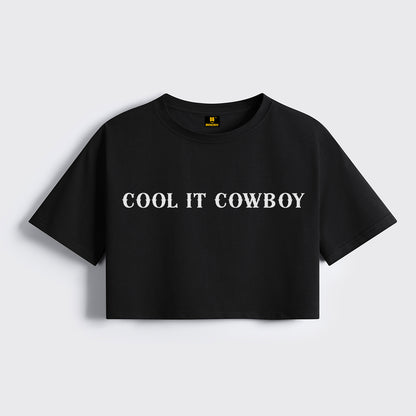 Western Fashion 90s Country Cool It Cowboy Cropped Boxy Tee