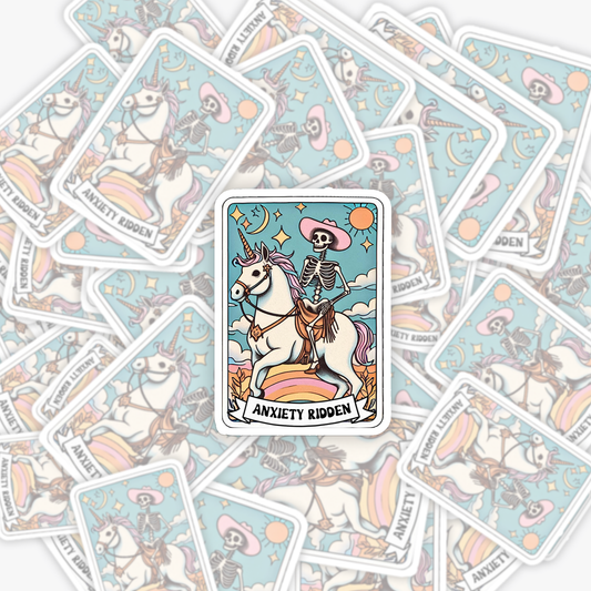 Mental Health-Anxiety Ridden Tarot Card_Broncobay Sticker