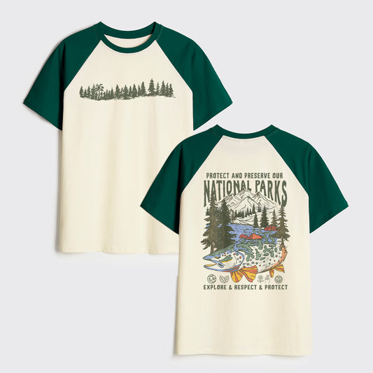 Respect The Local Wildlife Forest Hiking Raglan T-shirts