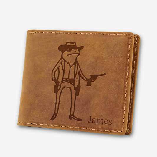Personalized Vintage Leather Wallet_Frog