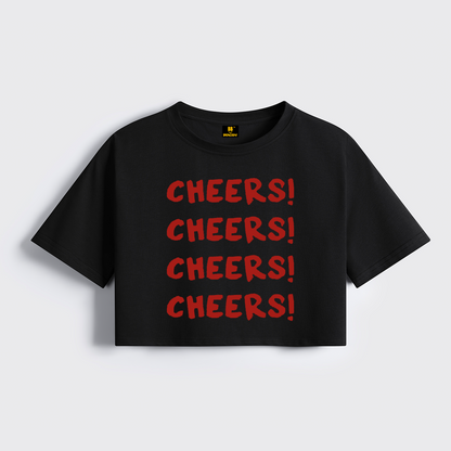 Cheers Cheers Cheers Cheers Cropped Boxy Tee