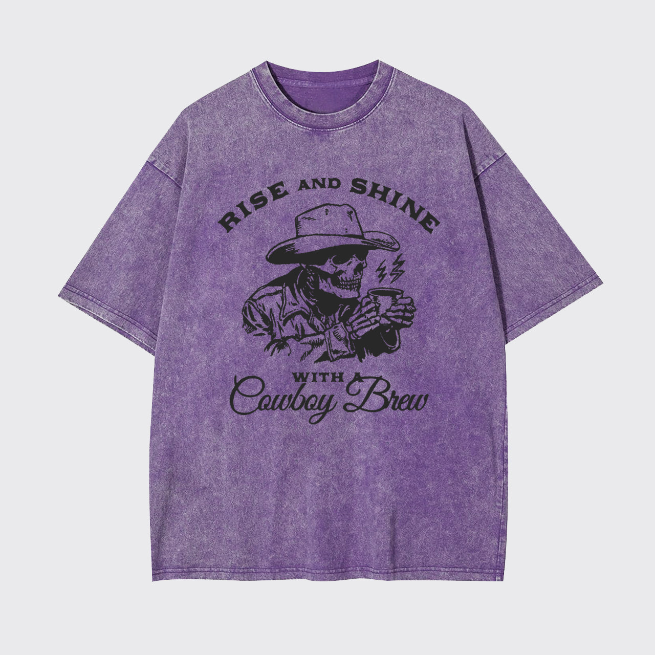 Cowboy Skeleton Funny Coffee Lover Garment-dye Tees