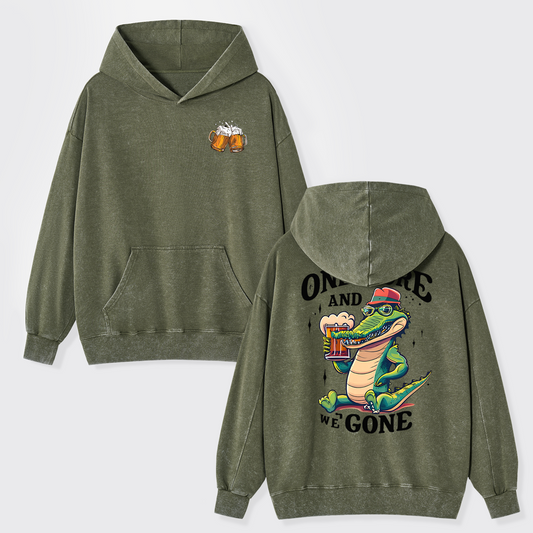 A Crocodile Drinking Beer Garment-Dye Hoodies