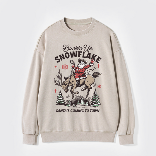Retro Christmas Cowboy Santa Washed Sweatshirts