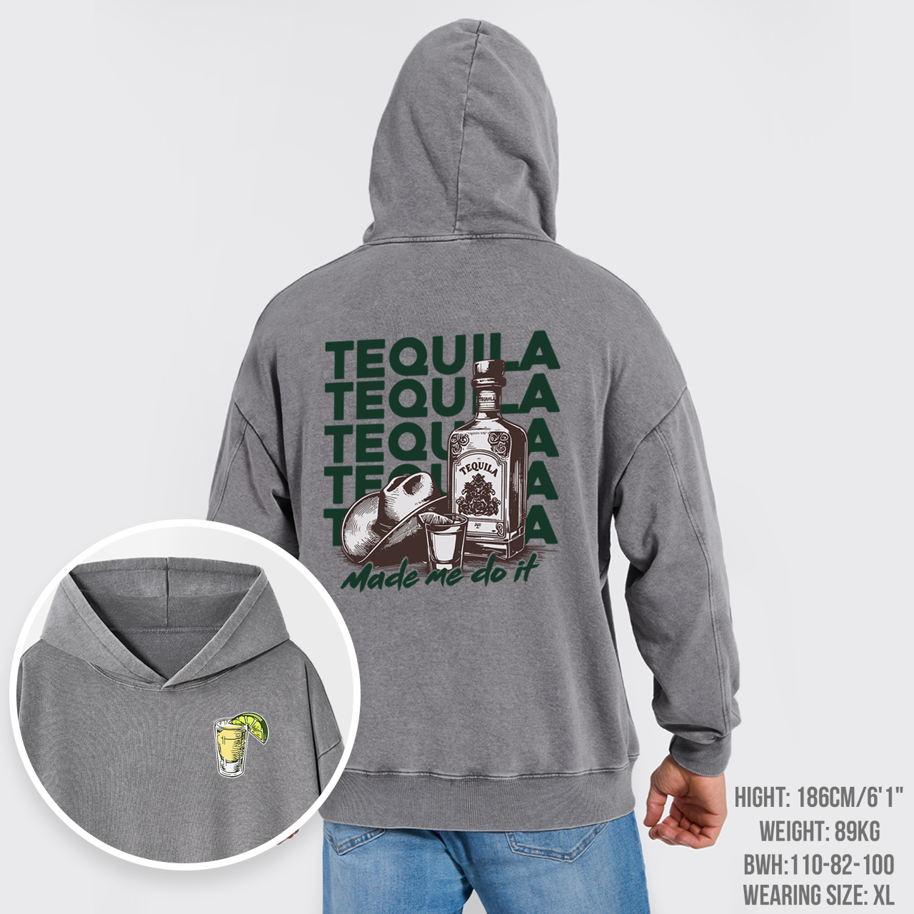 Cute Tequila Shot Lover Garment-Dye Hoodies
