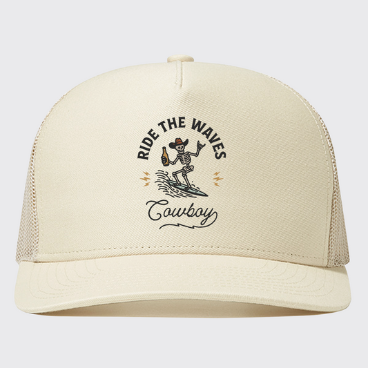 Surfing Cowboy Skeleton Trucker Hat