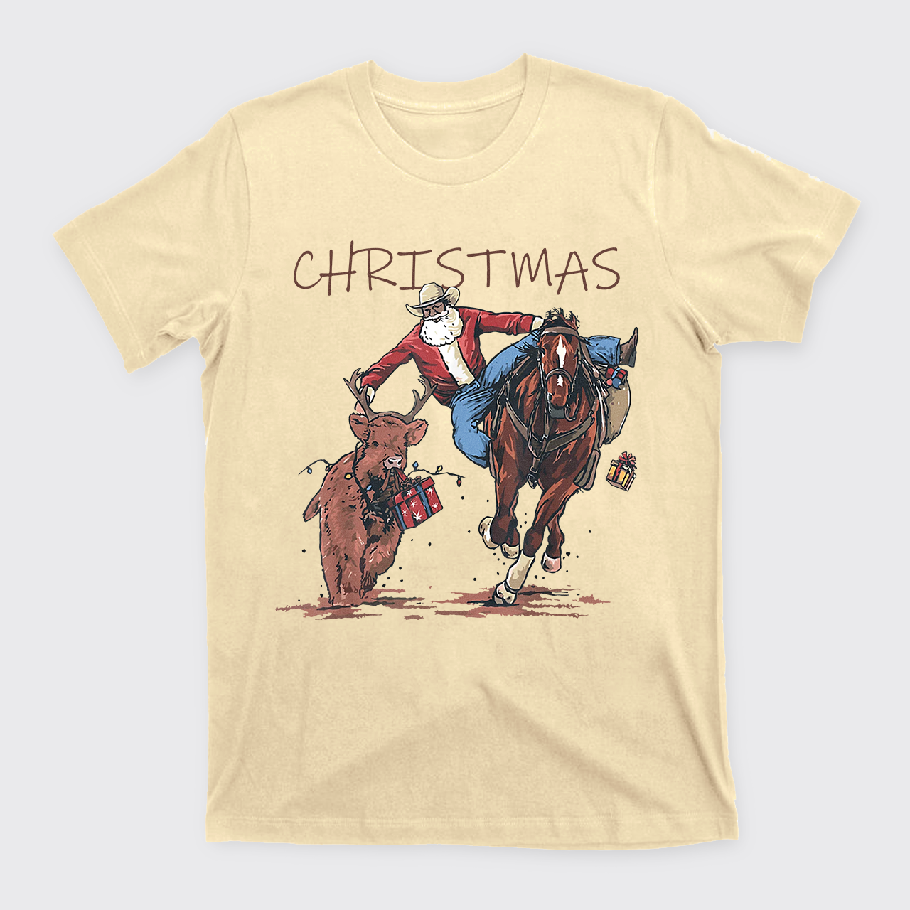 Cowboy Santa Claus Bullfight T-Shirts