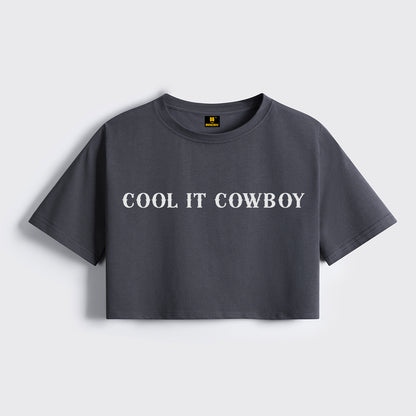 Western Fashion 90s Country Cool It Cowboy Cropped Boxy Tee