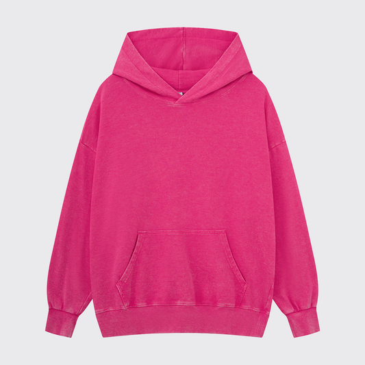 Washed Hoodie:Rose Red
