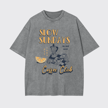 Retro Aesthetic Coffee Culture Garment-dye Tees