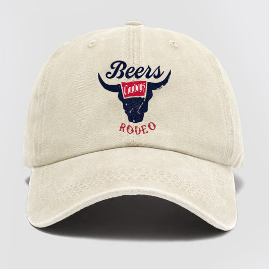 Retro Beer Rodeo Inspired Washed Baseball Cap