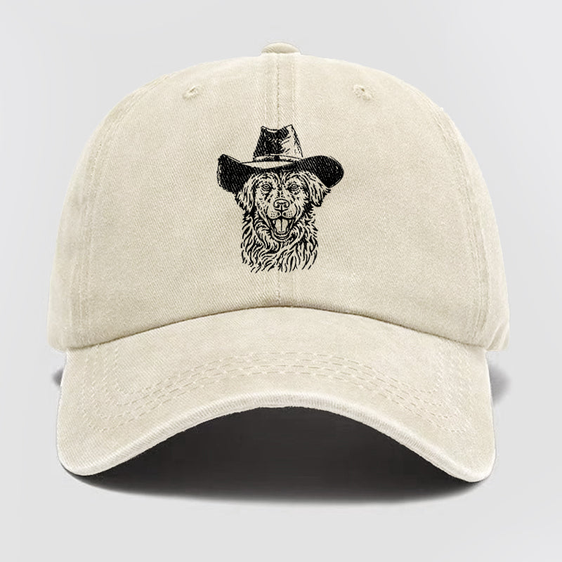 Cowboy Dog Washed Baseball Cap