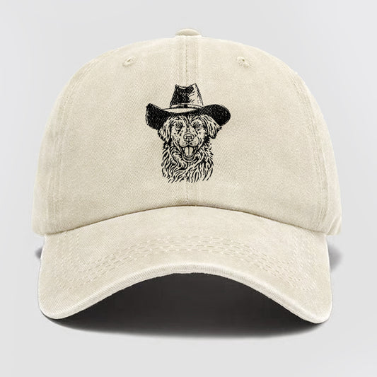 Cowboy Dog Washed Baseball Cap