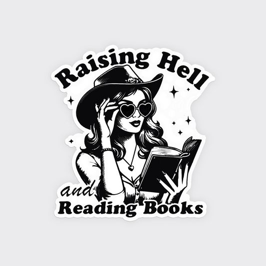 Raising Hell & Reading Books_Broncobay Fridge Magnet