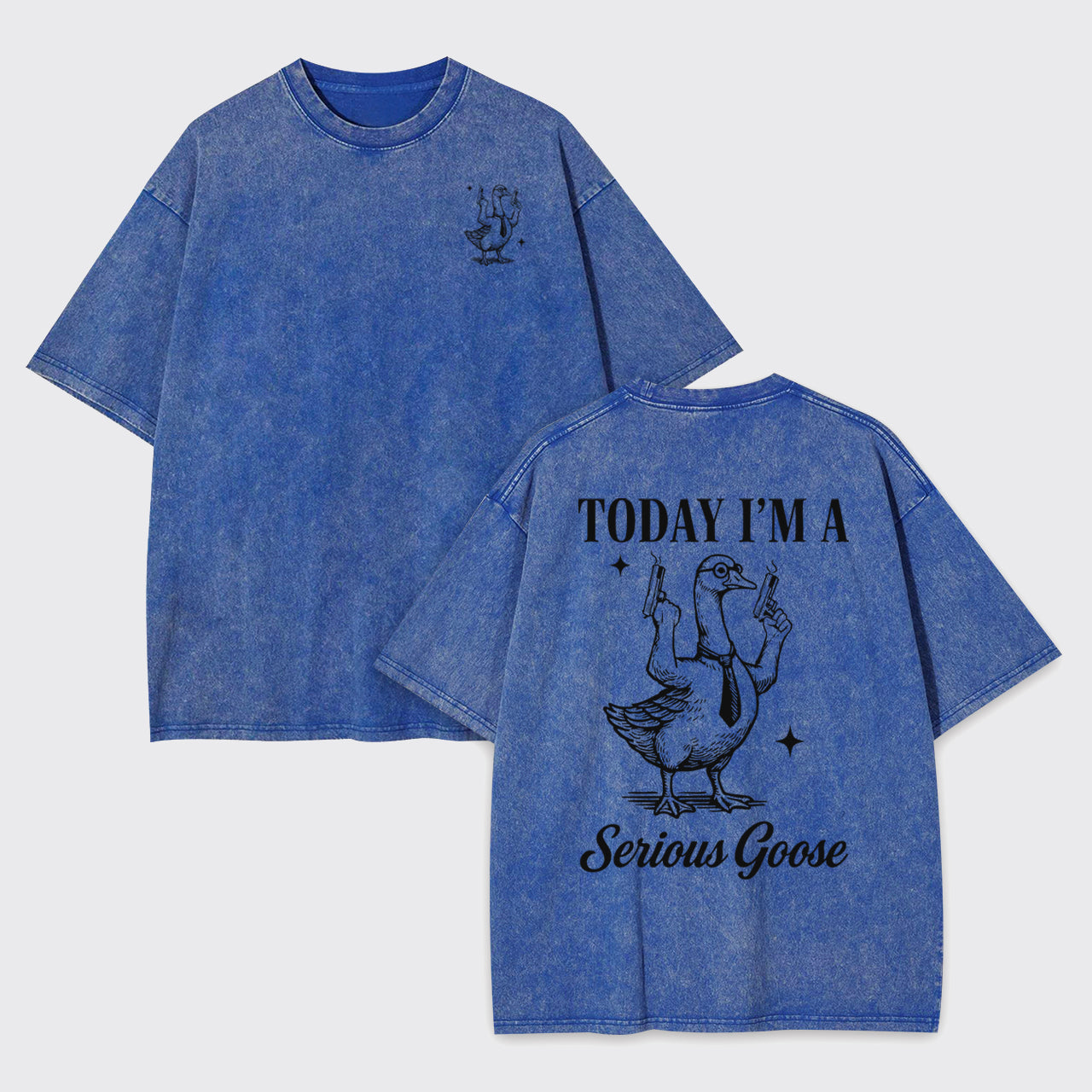 Retro Silly Goose With A Tie Garment-dye Tees