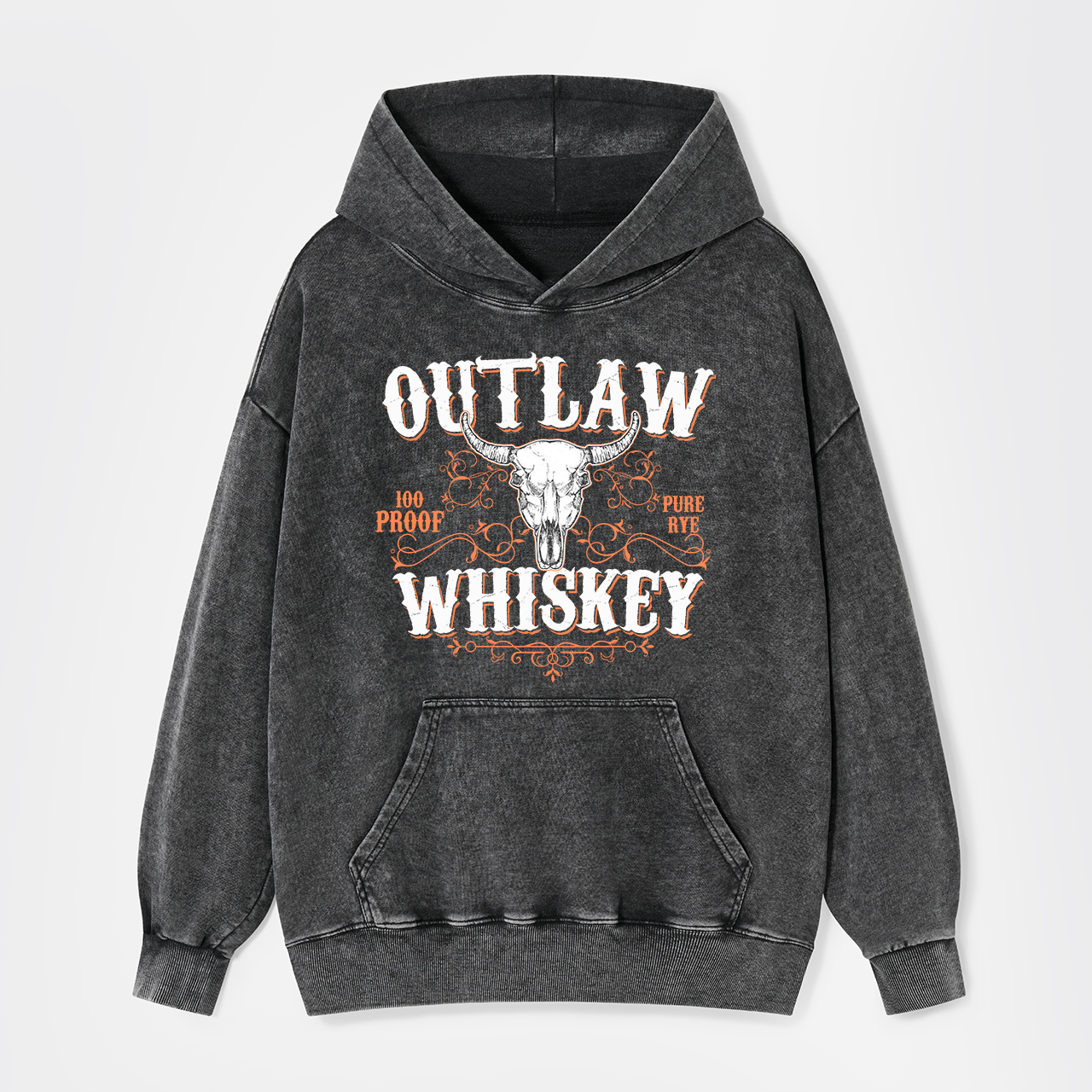 Outlaw Whiskey 100 Proof Pure Rye Garment-Dye Hoodies