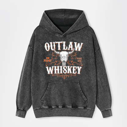 Outlaw Whiskey 100 Proof Pure Rye Garment-Dye Hoodies