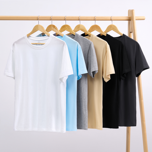 Classic Tees 6 Pack:White,Light Blue,Grey,Oatmeal,Black,Dark Grey