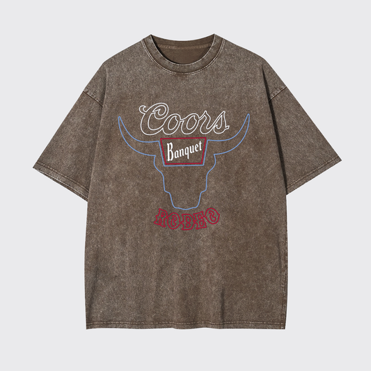 Retro Bullhead Rodeo Graphic Garment-dye Tees
