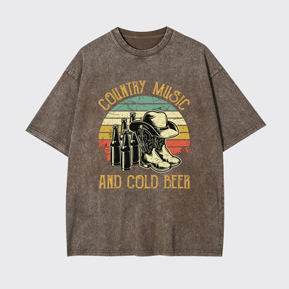 Country Music And Cold Beer Garment-dye Tees