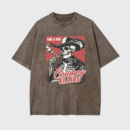 Retro Western-Take A Puff Cowboys Killers Garment-dye Tees