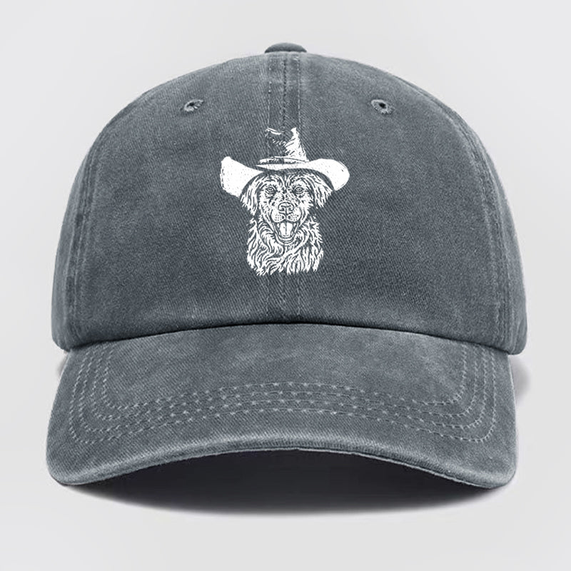 Cowboy Dog Washed Baseball Cap