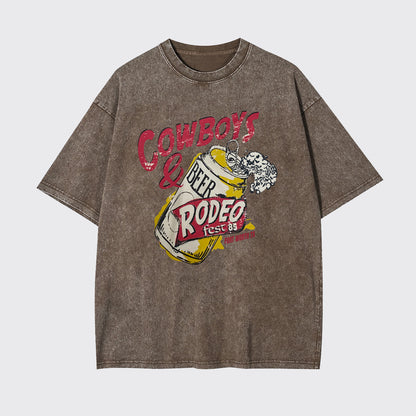 Cowboy And Beer Rodeo Garment-dye Tees