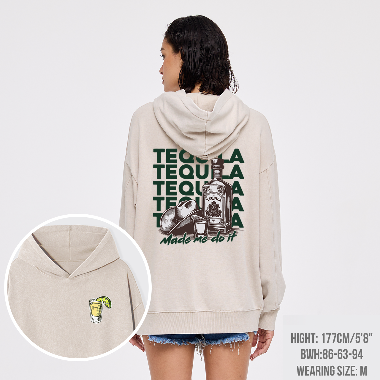 Cute Tequila Shot Lover Garment-Dye Hoodies