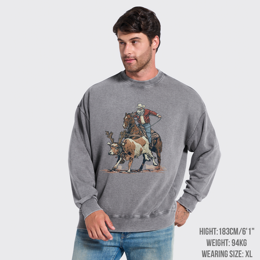 Western Roping Santa Washed Sweatshirts
