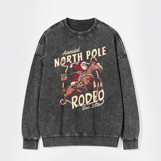 North Pole Rodeo Crewneck Washed Sweatshirts