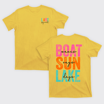 Hello Summer,Boat Waves Sun Rays Lake T-Shirts