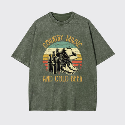 Country Music And Cold Beer Garment-dye Tees