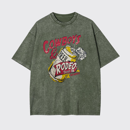 Cowboy And Beer Rodeo Garment-dye Tees