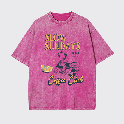 Retro Aesthetic Coffee Culture Garment-dye Tees