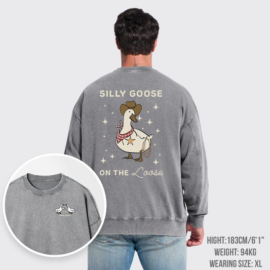 Retro Silly Goose On The Loose Washed Sweatshirts