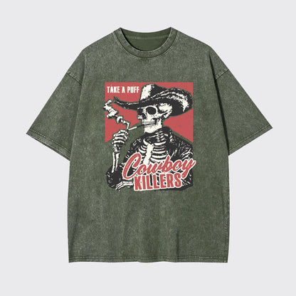 Retro Western-Take A Puff Cowboys Killers Garment-dye Tees