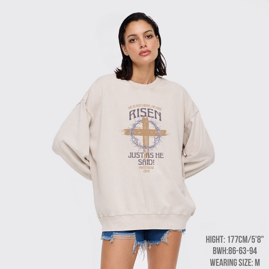 Retro He Is Not Here He Is Risen Washed Sweatshirts