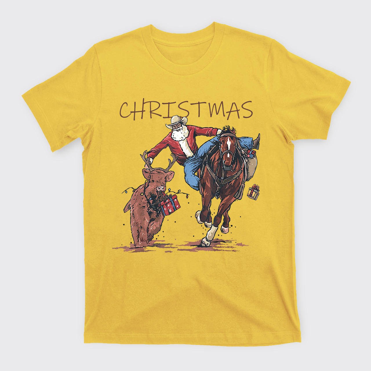 Cowboy Santa Claus Bullfight T-Shirts