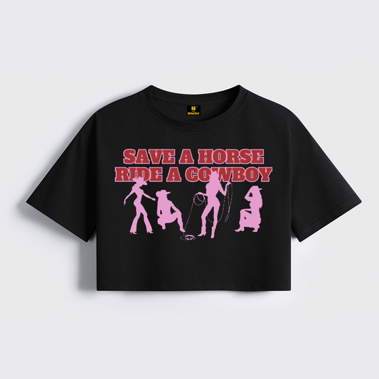 Save A Horse Ride A Cowboy Cropped Boxy Tee