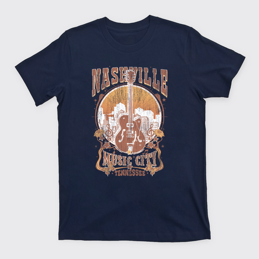 Nashville Music City Vintage Guitar T-Shirt