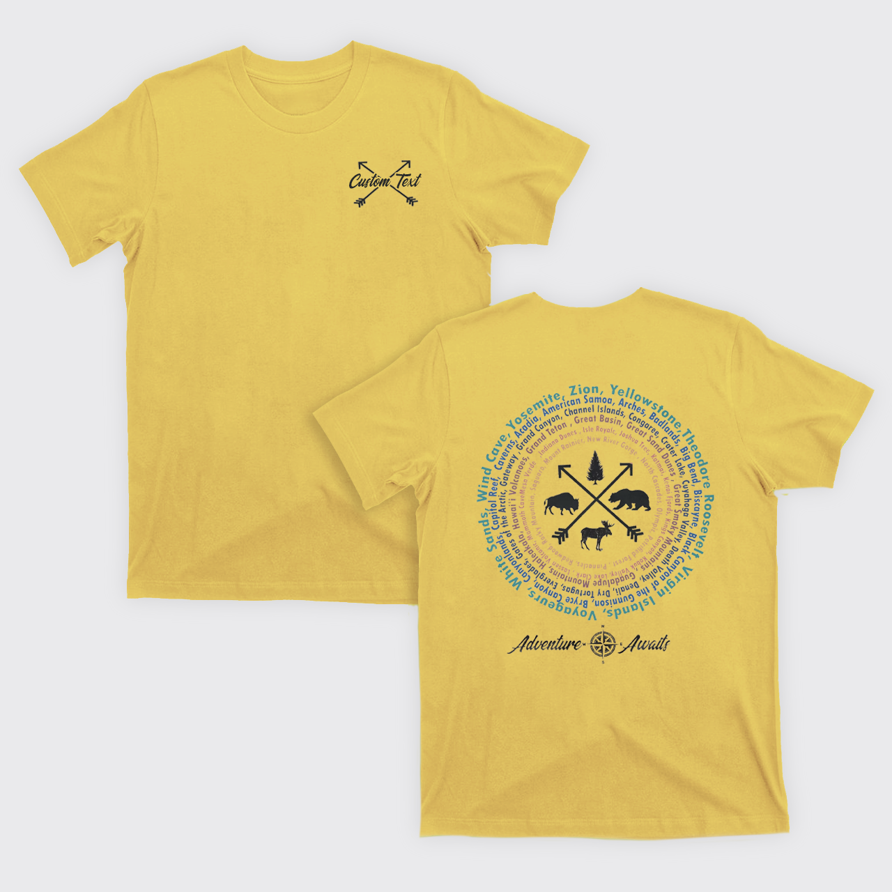 Personalized Compass And 63 National Park T-Shirts