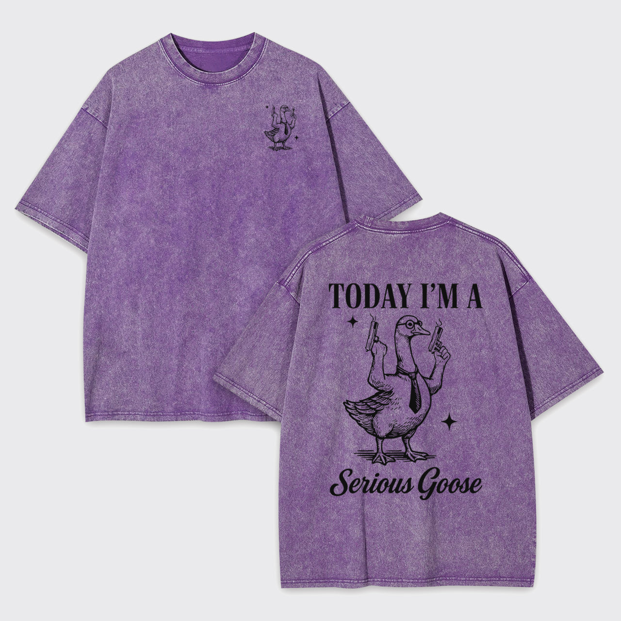 Retro Silly Goose With A Tie Garment-dye Tees