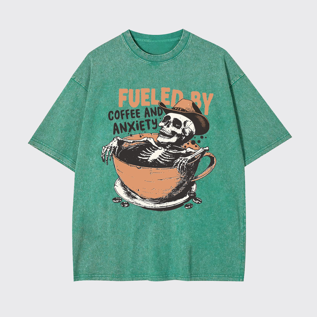 Funny Fueled By Coffee And Anxiety Garment-dye Tees