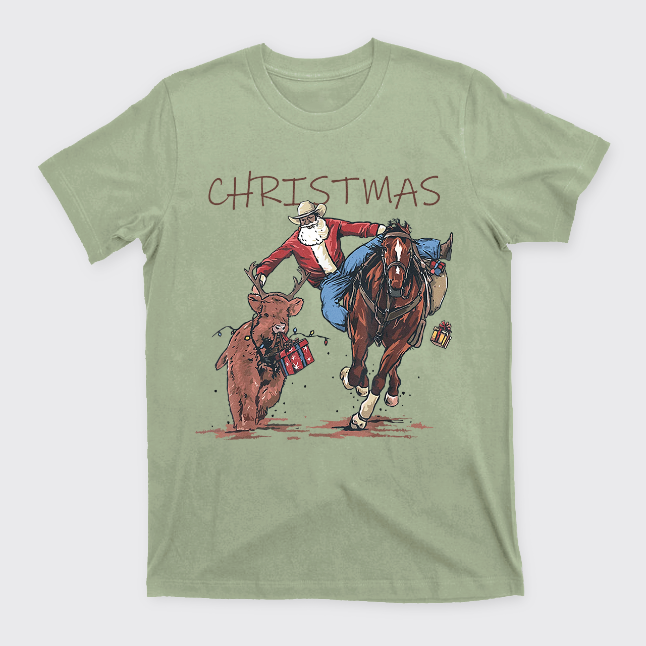 Cowboy Santa Claus Bullfight T-Shirts