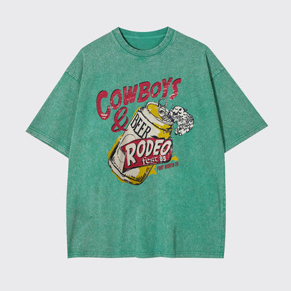 Cowboy And Beer Rodeo Garment-dye Tees