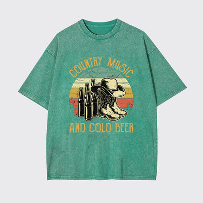 Country Music And Cold Beer Garment-dye Tees