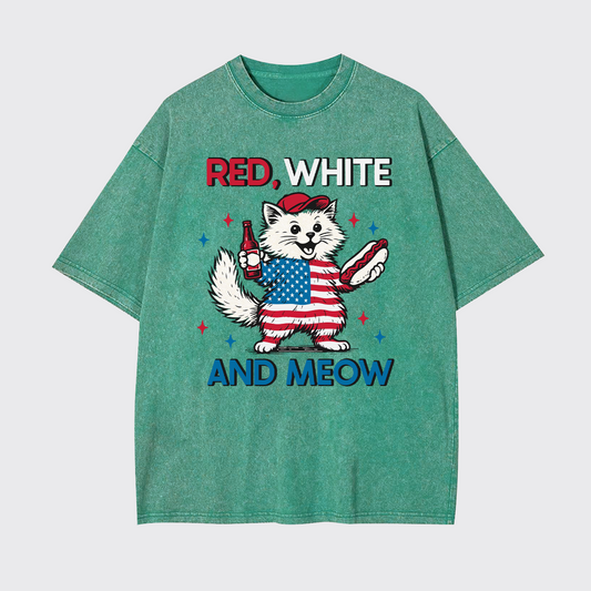 Funny Independence Day-Patriotic Cat Garment-dye Tees