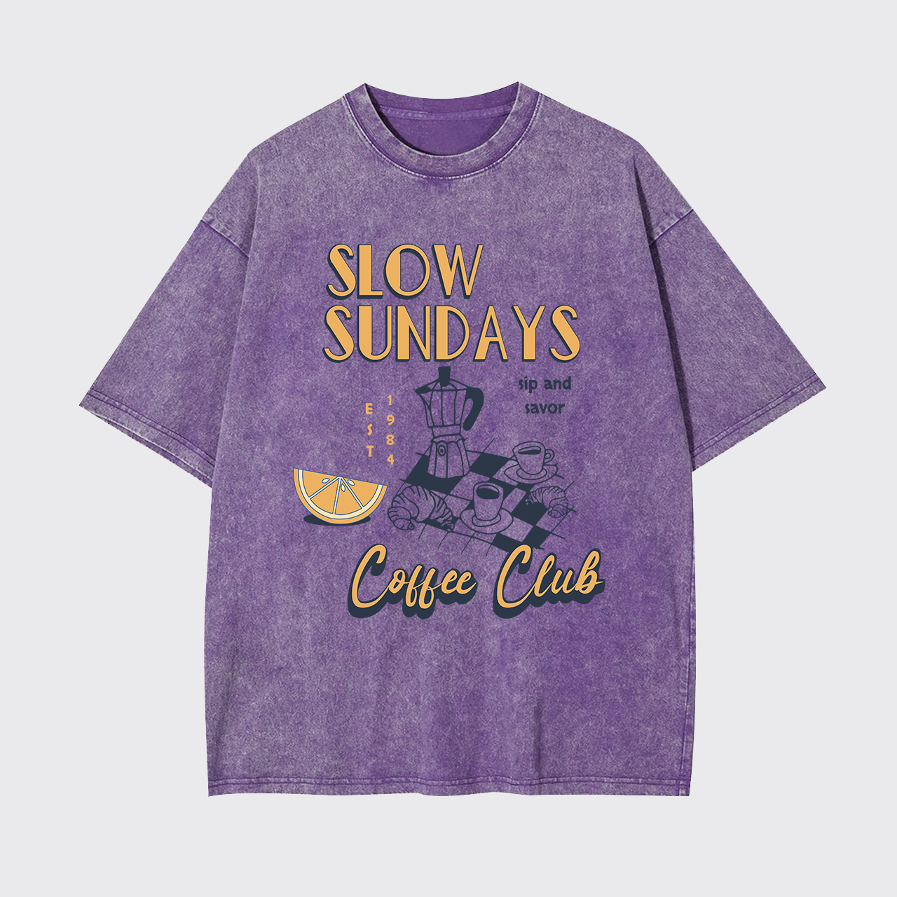 Retro Aesthetic Coffee Culture Garment-dye Tees