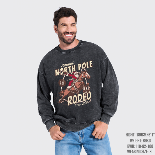 North Pole Rodeo Crewneck Washed Sweatshirts