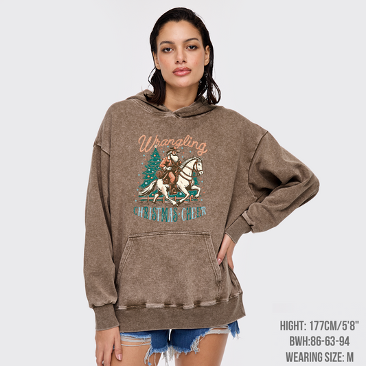Western Christmas Santa Garment-Dye Hoodies